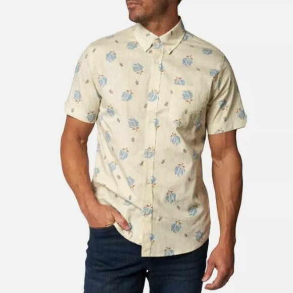 🏷️NWT:  Ben Sherman Short Sleeve Floral Print Shirt - Turtledove Size Sm… - Picture 1 of 7